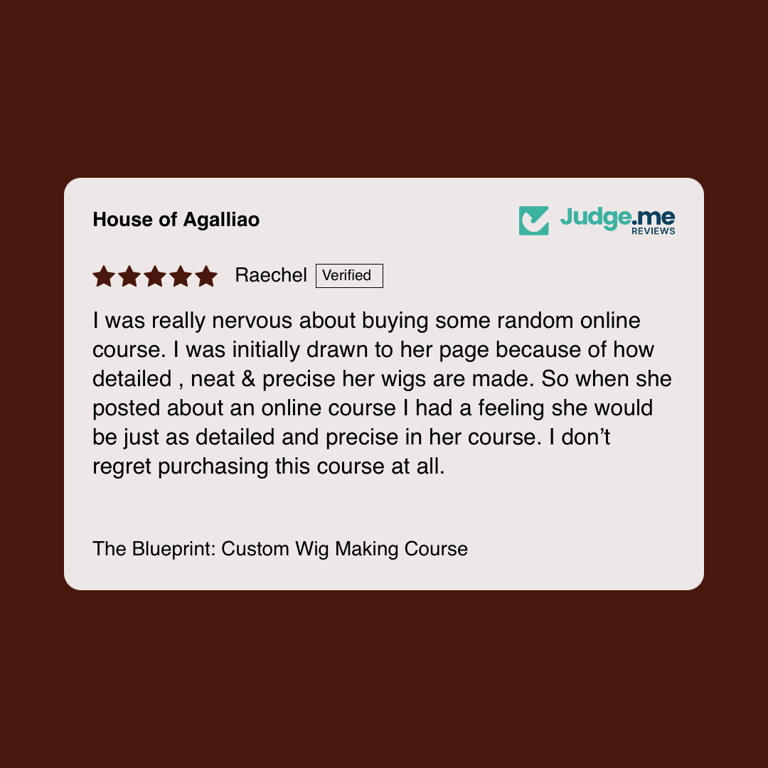 Student feedback 2 for House of Agalliao online wig making course